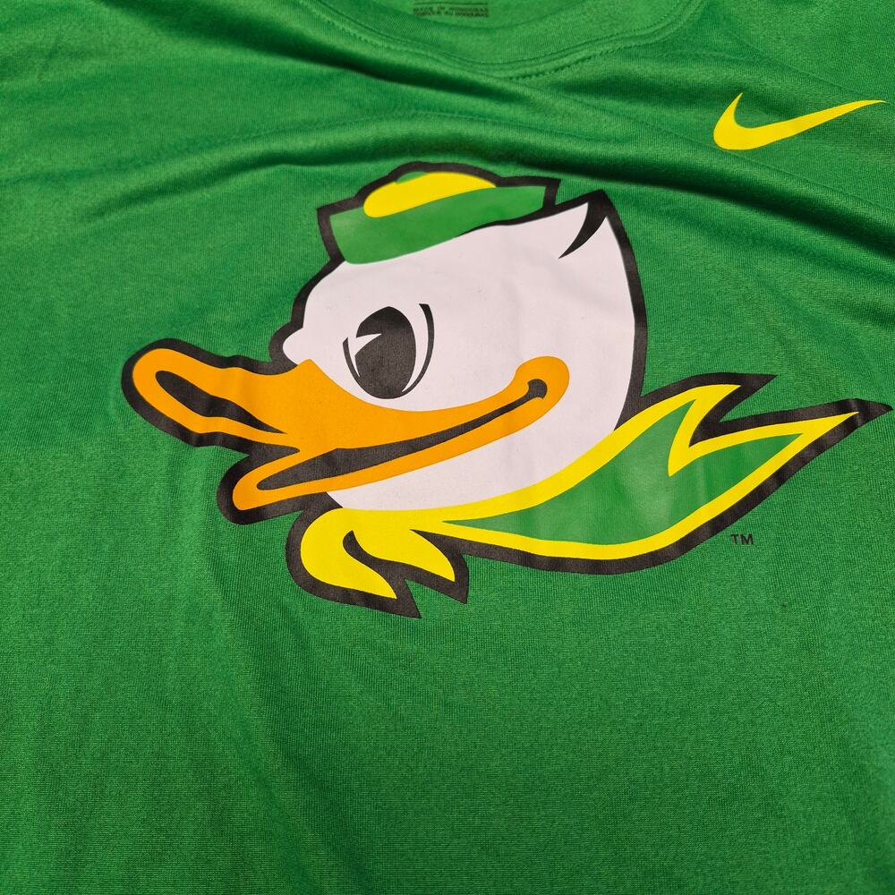 Nike Oregon Ducks Dri-FIT T Shirt Mens XL Green Fighting Duck Logo NCAA